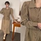 Boho Pattern Long Shirtdress Beige - One Size