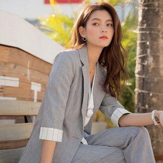 Elbow-sleeve Blazer / Dress Pants / Blouse / Set