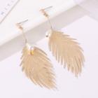 Faux Pearl Leaf Dangle Earring Type 01 - 10599 - 1 Pair - Gold - One Size