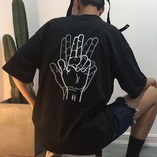 Couple Matching Elbow-sleeve Hand Gesture T-shirt