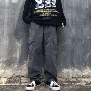 Plain Side Pocket Wide Leg Cargo Pant