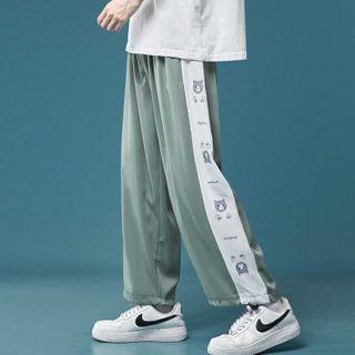 Panel Cat Print Two-way Wide-leg Pants