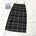 Plaid Midi A-line Skirt Skirt - One Size
