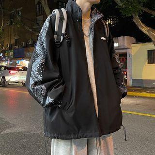 Two Way Paisley Print Baseball Jacket