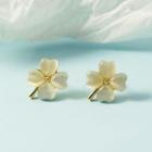 Clover Faux Cat Eye Stone Alloy Earring 1 Pair - Gold - One Size