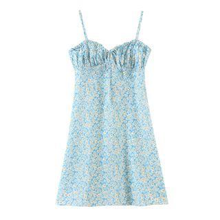 Spaghetti-strap Floral Mini A-line Dress