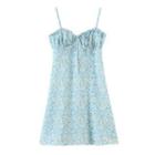 Spaghetti-strap Floral Mini A-line Dress