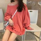 Plain Long-sleeve Loose-fit Pullover