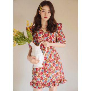 Sharp-shoulder Bloom Minidress