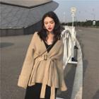 Tie Waist Knit Jacket As Shown In Figure - One Size