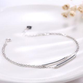 925 Sterling Silver Bar Layered Bracelet Silver - One Size