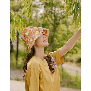 Motif-crochet Bucket Hat Orange - One Size