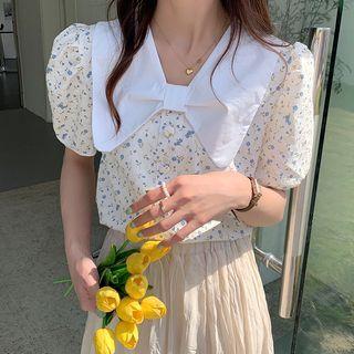 Bow Floral Short-sleeve Shirt