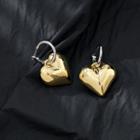 Heart Drop Earring 1 Pair - 925 Silver - Gold - One Size