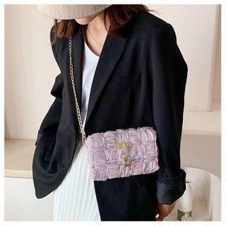 Woven Chain Strap Flap Crossbody Bag