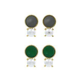 Button & Pearl Ear Studs