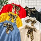 Tie-neckline Mock-neck Knit Sweater