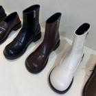 Low-heel Zip-side Faux-leather Short Boots