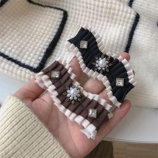 Rhinestone Faux Pearl Accordion Fabric Hair Clip