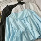 Lace-trim Ribbon Crop Blouse