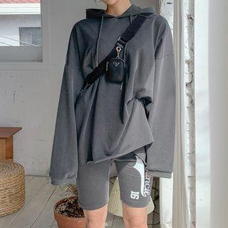 Set: Hooded Pullover + Letter Print Shorts