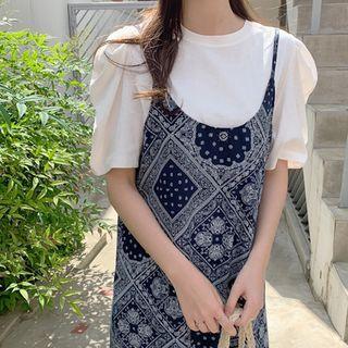 Puff-shoulder Cotton T-shirt Ivory - One Size