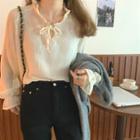 Long-sleeve Frilled Blouse As Figure - One Size