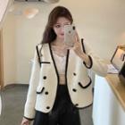 Long-sleeve V-neck Two-tone Jacket