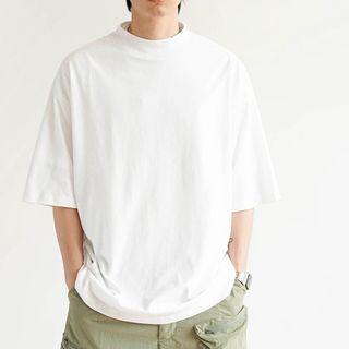 Plain Mock Neck Oversized Tee
