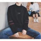 Couple Matching Embroidered Mock Neck Pullover