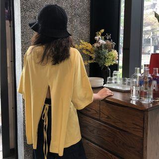 Open-back Elbow-sleeve T-shirt