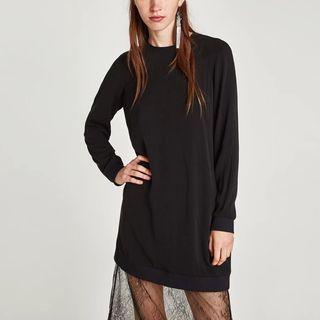 Long Sleeve Plain Panel Lace Sheath Dress