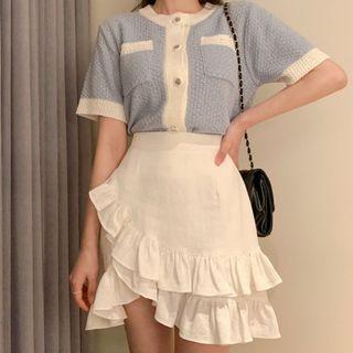 Short-sleeve Top / Mini A-line Skirt