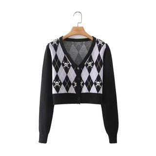 Argyle Cardigan Black - S