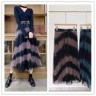 Two Tone A-line Maxi Skirt