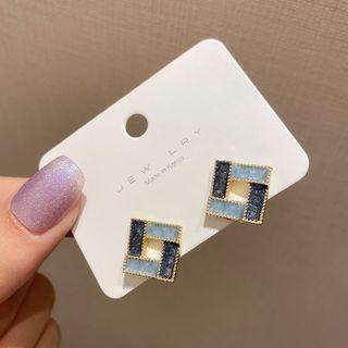 Square Color Block Alloy Earring