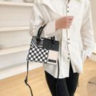 Checker Print Patched Crossbody Bag