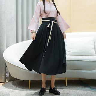 Set: Hanfu Top + Midi A-line Skirt