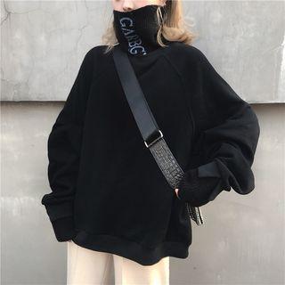 Mock Two Piece Knit Panel Turtleneck Pullover