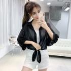 Set: Tie Front Chiffon Shirt + Camisole Top