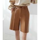 Seam-front Faux-leather Shorts