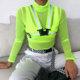 Turtleneck Long-sleeve Crop Top / Harness Belt