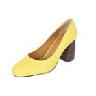 Wooden Chunky-heel Colored Pumps