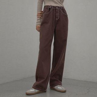 Colored Tab-waist Wide-leg Pants