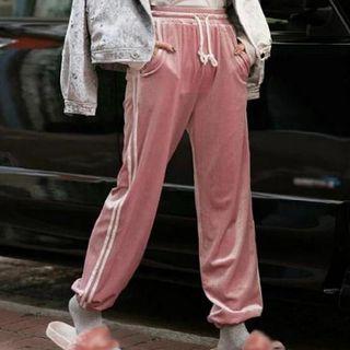 Striped Panel Velvet Pants