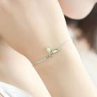 925 Sterling Silver Leaf Bracelet Bracelet - Green Leaf - Silver - One Size