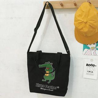 Crocodile Print Canvas Crossbody Bag