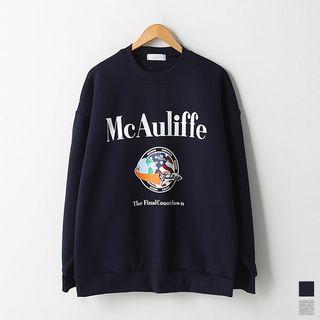 Brushed-fleece Lined Boxy Printed Sweatshirt
