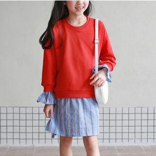 Family Matching Mock Two-piece Striped Panel Pullover Dress