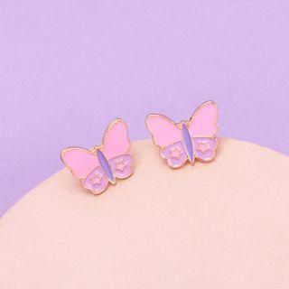 Butterfly Stud Earring 1 Pair - Pink - One Size